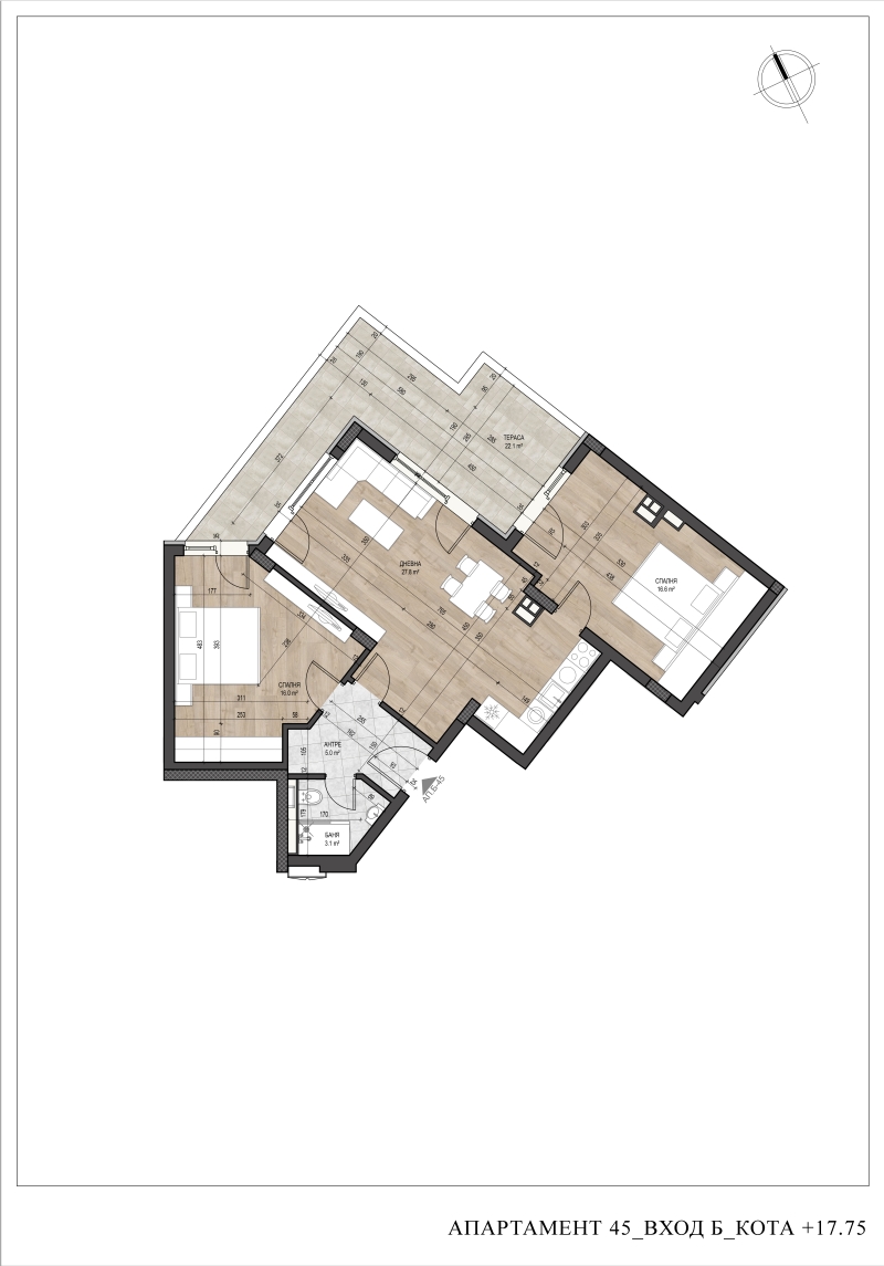 Вход Б - Етаж 7 - АП Б-45 - CHAMPAUD GARDEN